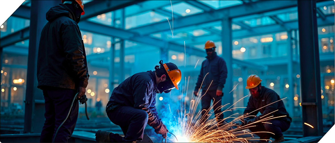 Steel workers with sparks